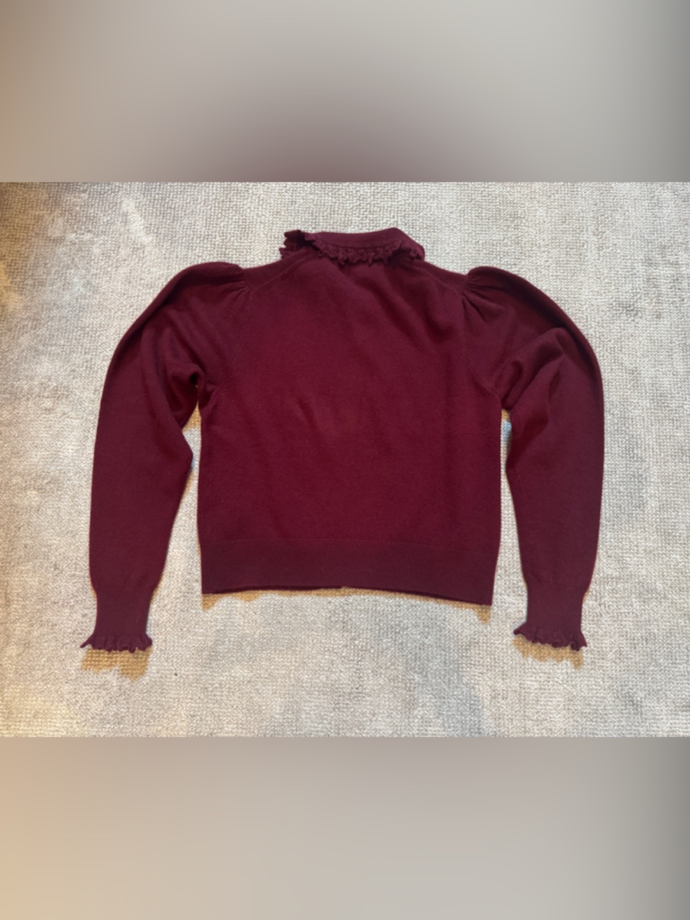 Ulla Johnson Ruffled Collar Cardigan Sweater - Burgundy - Picture 4 of 4